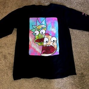 Black, long sleeved, Rick and Morty t-shirt.
